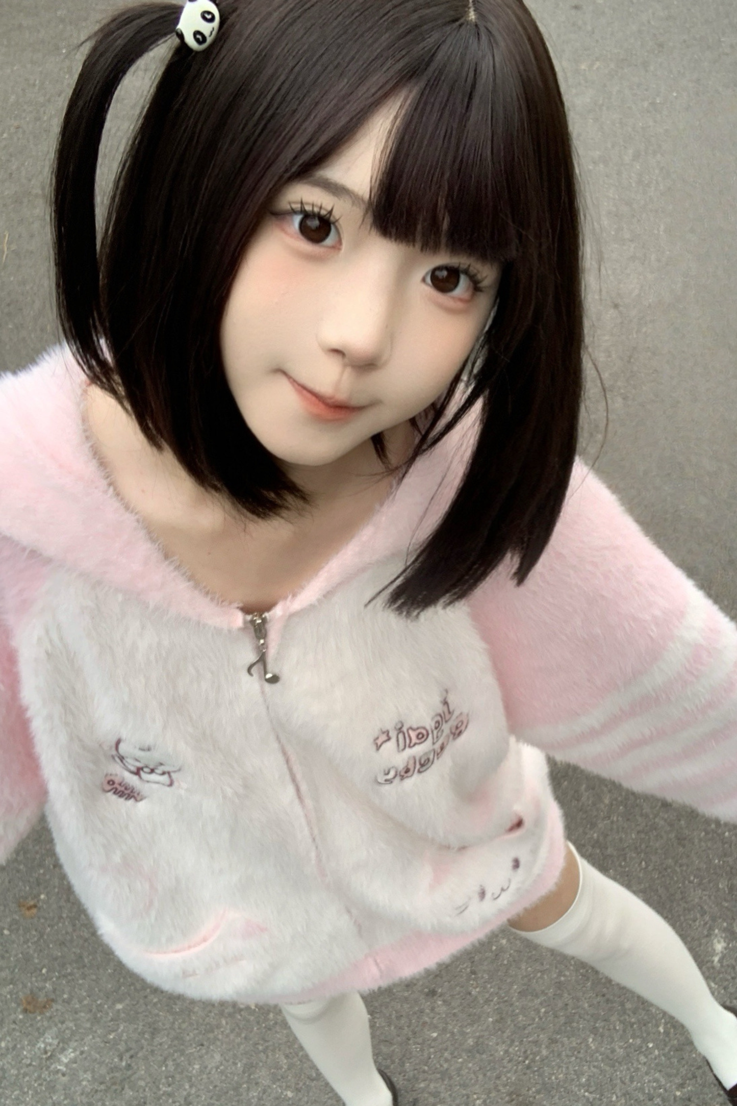 キャットルーズフードジッパーカーディガン