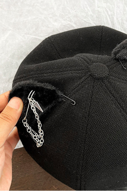 Studded Leather Cat Ear Beret