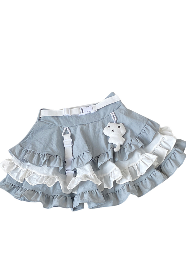 Subculture sweet ruffle hooded top + skirt