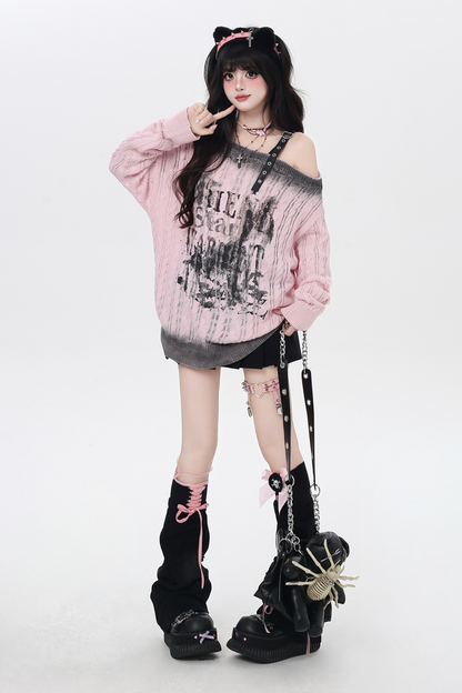 ダークグラデーションオフショルダートップス