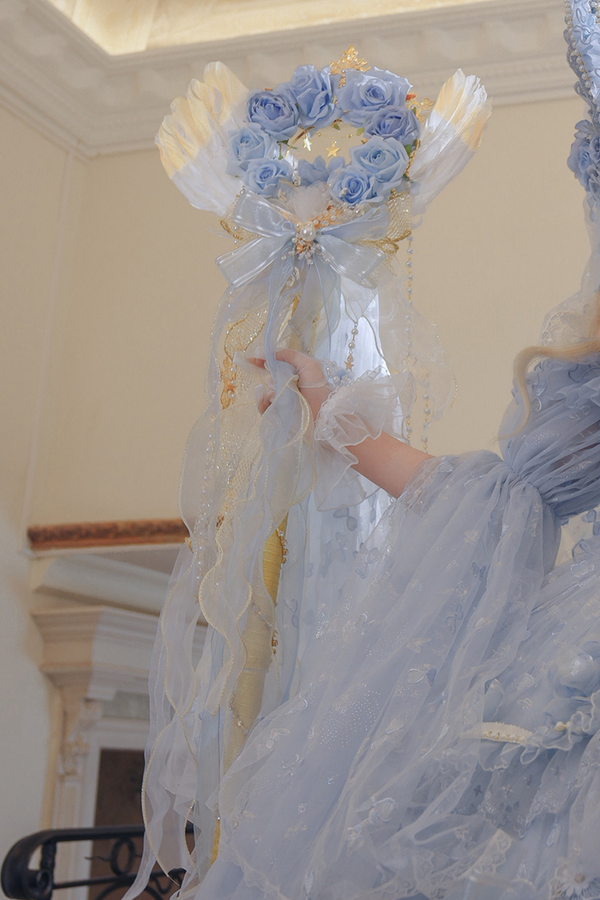 アイスブループリンセスロリータハット+ネックレス+グローブ+セプター