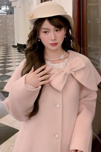 リボンビッグカラーフレアコート