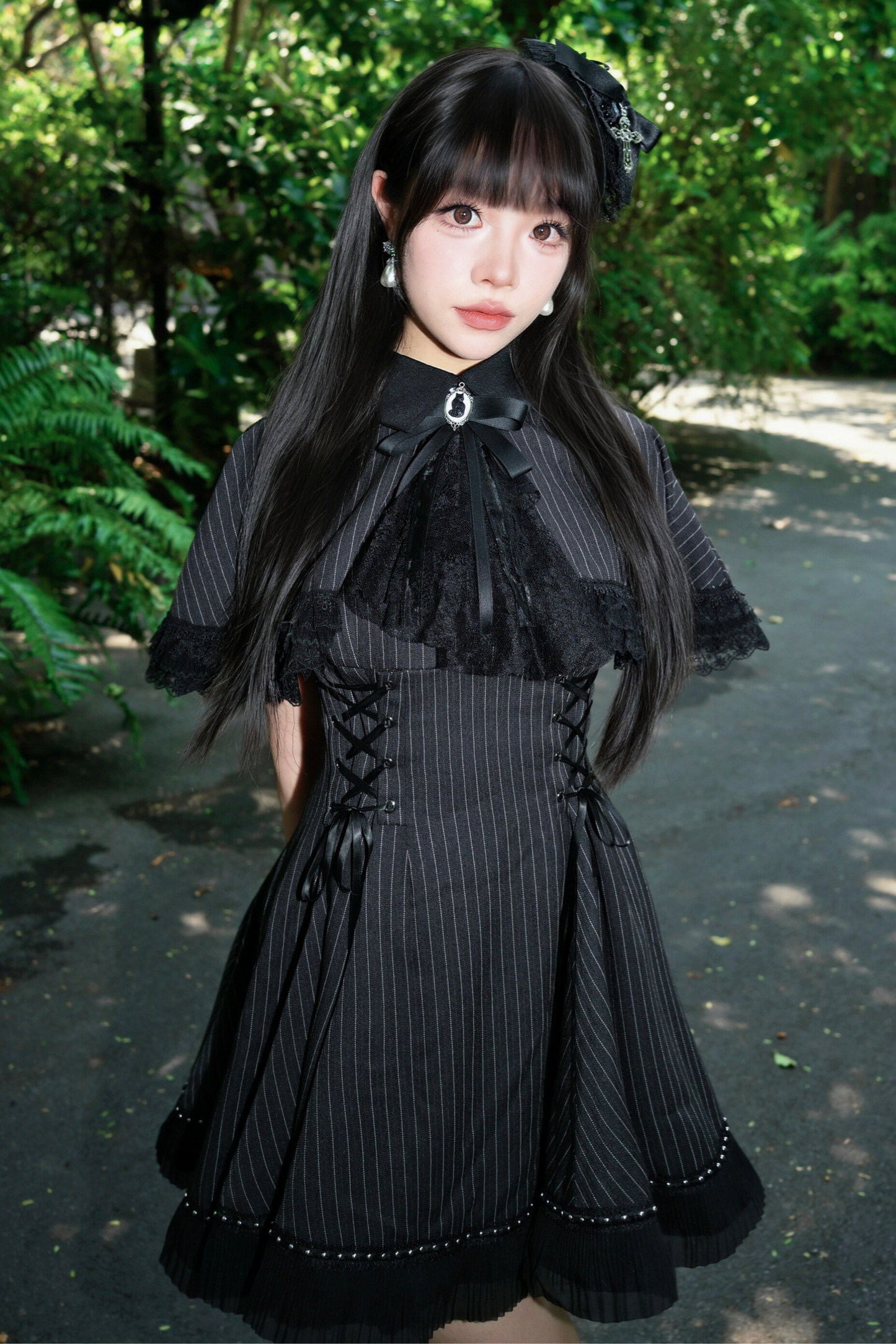 French Stripe Cape Dress