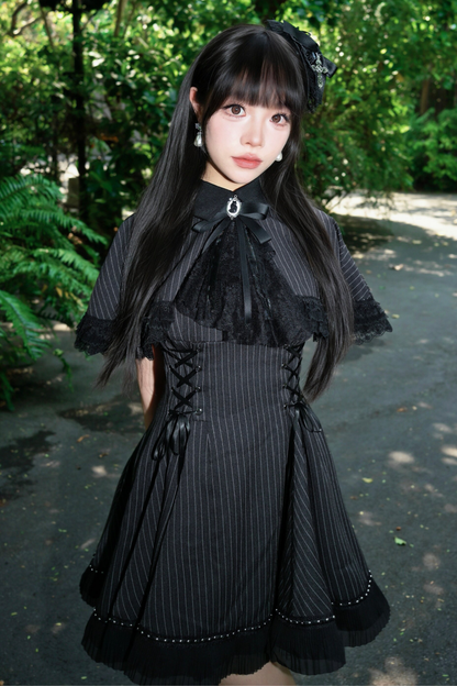 French Stripe Cape Dress