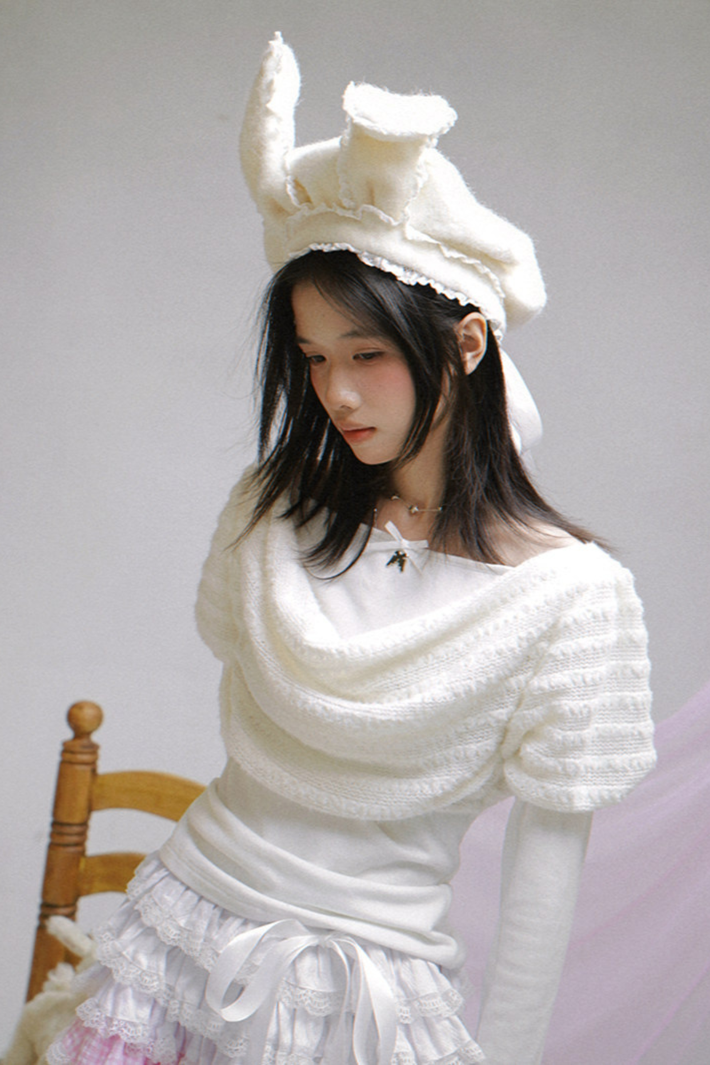 Draped Collar Knitted Top