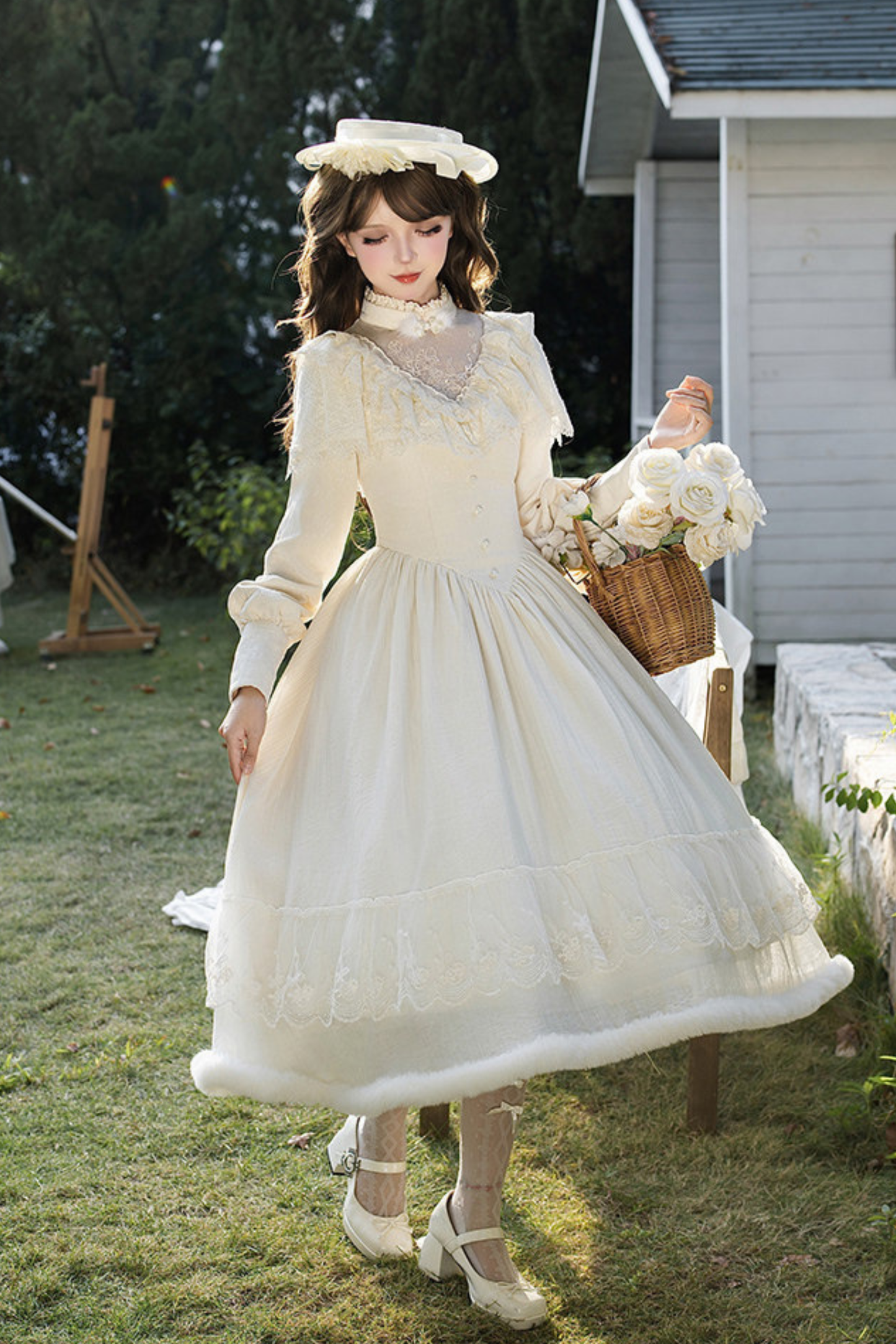 Rouge Snow Fishtail Dress + Flared Dress + Hat + Clip