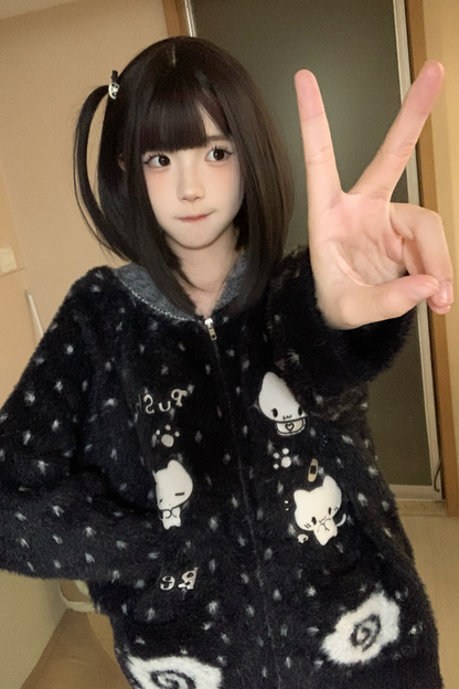 キャットフードニットルーズカーディガン