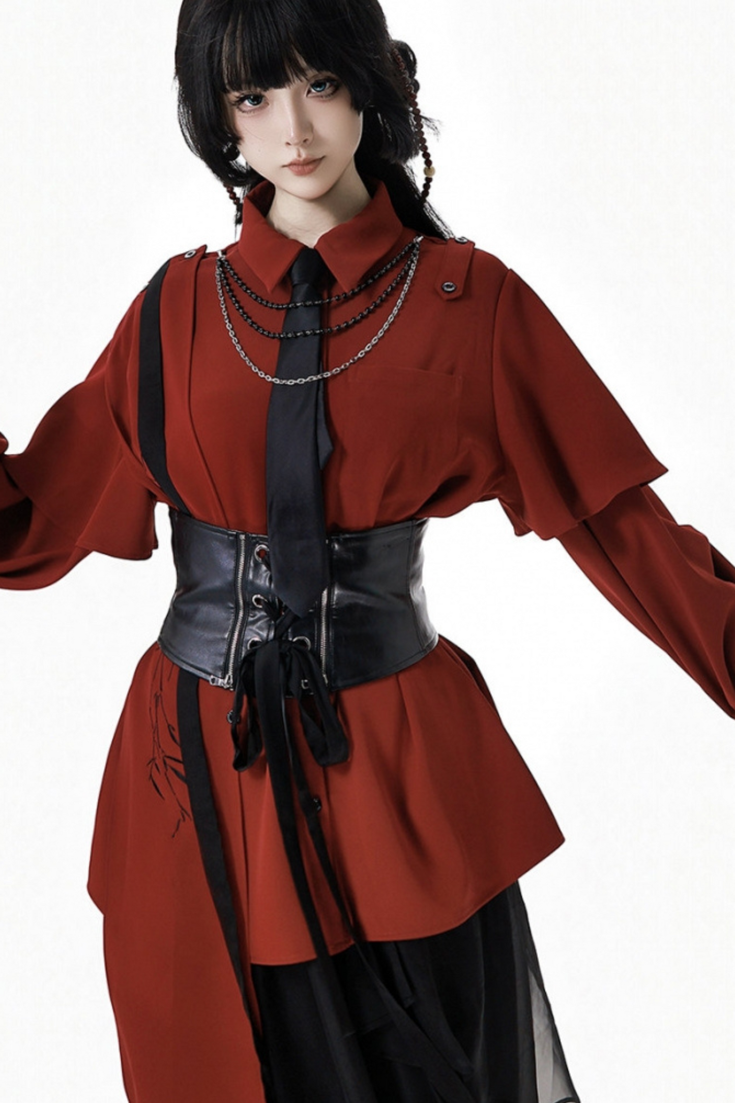 China Top + Chiffon Pants + Corset