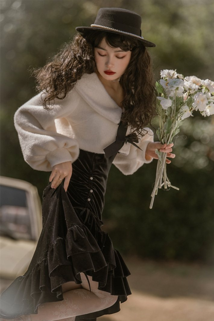 Mermaid Asymmetrical Camisole Dress + Ribbon Jacket