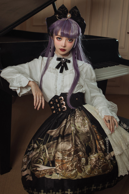 レトロシックデザインフレアロリータスカート