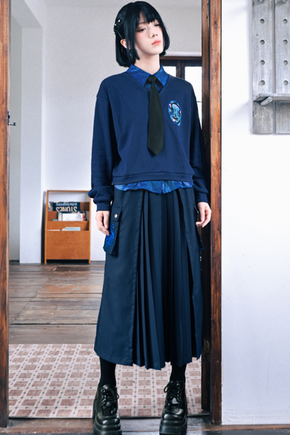 Slimming Jellyfish Stitch Pleated Skirt