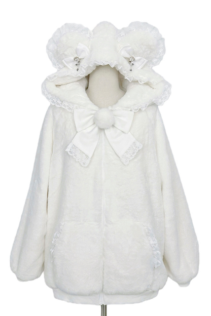 Snow Mouse Lace Fur Coat