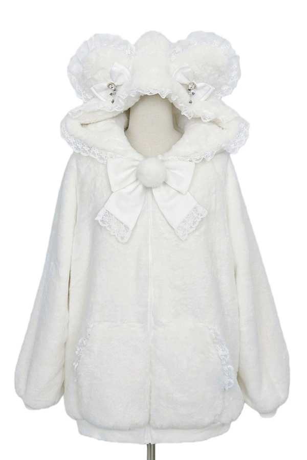 Snow Mouse Lace Fur Coat