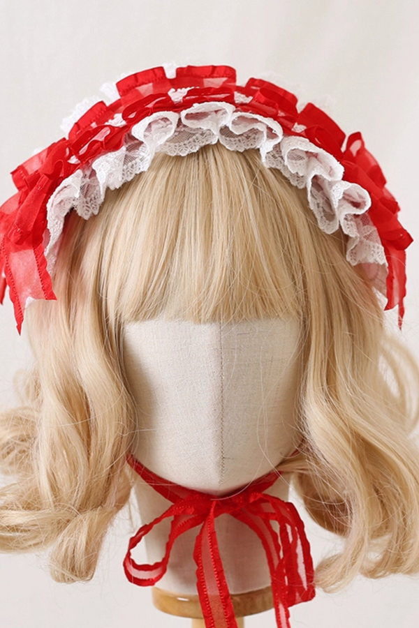 フラワーフリルロリータヘッドバンド