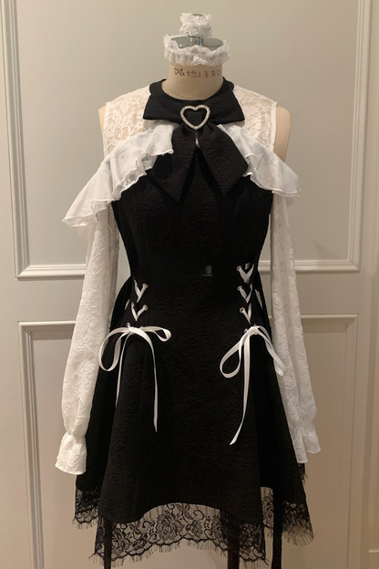 Lace-up off-the-shoulder dress