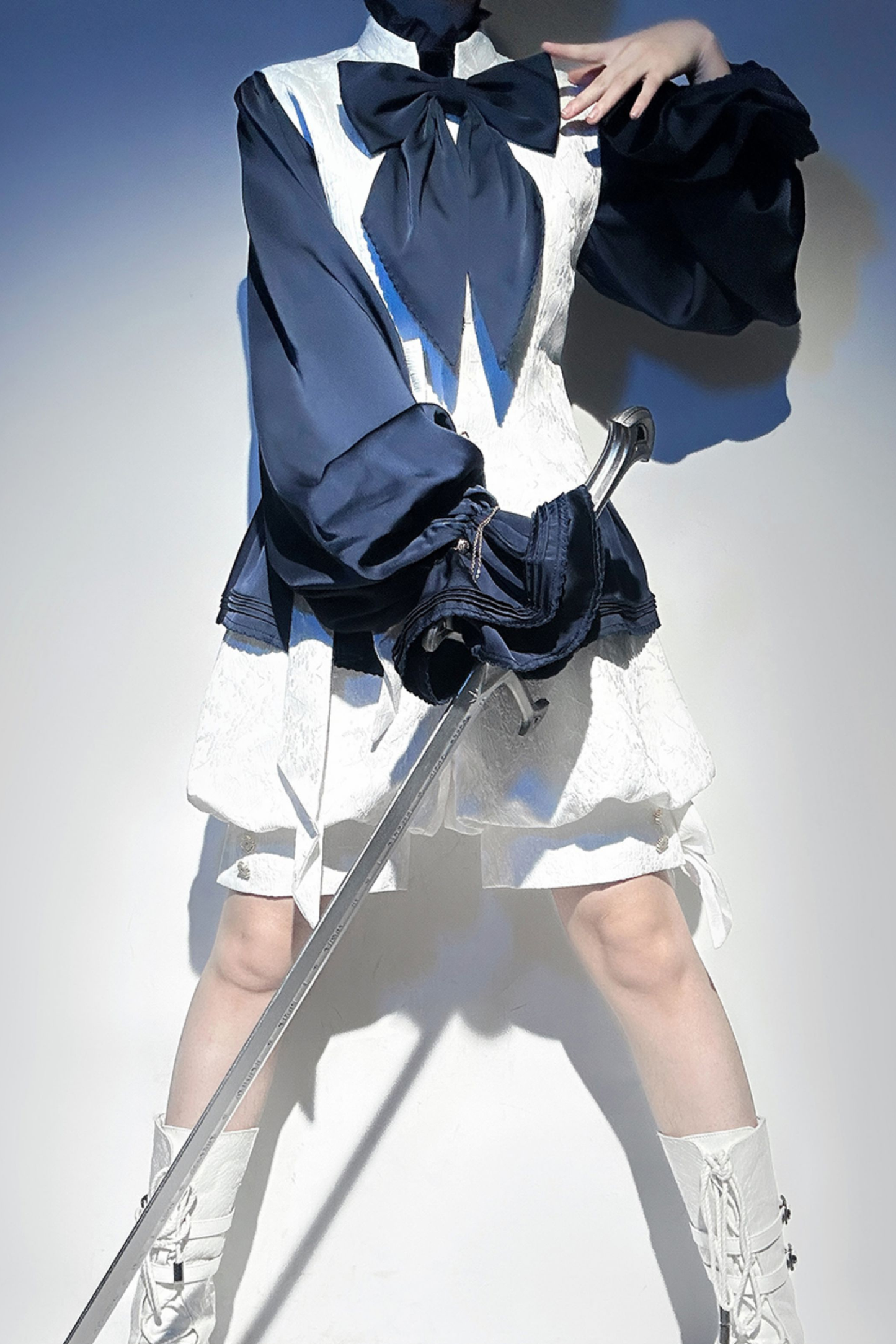 レトロエレガント皇子リボンシャツ