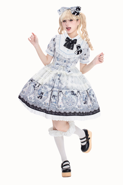 Rabbit Hole Alice Lolita Dress + JSK + Cat Hairband + Headband + Hat + Clip + Bonnet