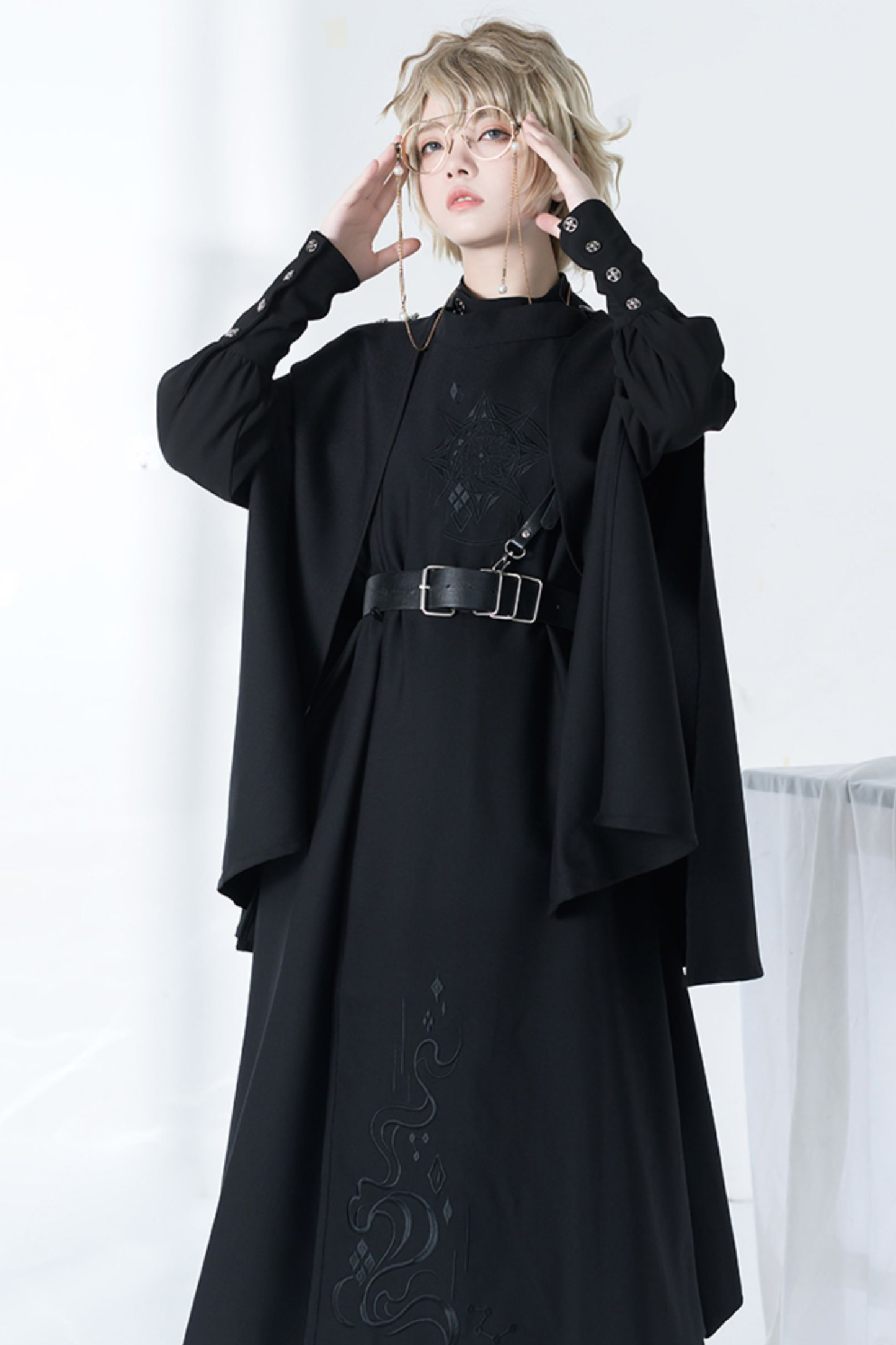 レトロモードスタンドカラーブラウス