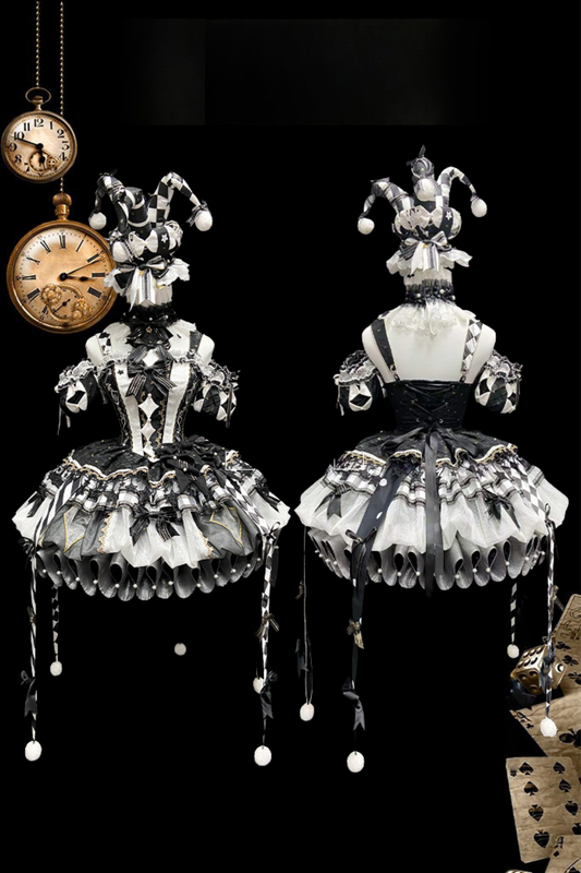 【12月26日予約締切】サーカスシリーズキングブラックアンドホワイトロリータピエロドレス＋フルセットA/B