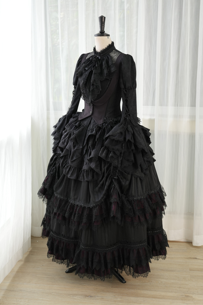 [3월 16일 예약마감] 빅토리아 릴리스 고딕 로리타 셔츠 + 조끼 + 스커트