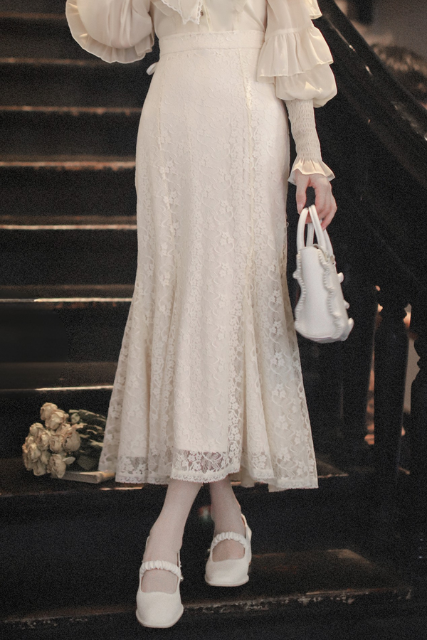 エレガントクリアシフォンビッグリボンシャツ+マーメイドスカート