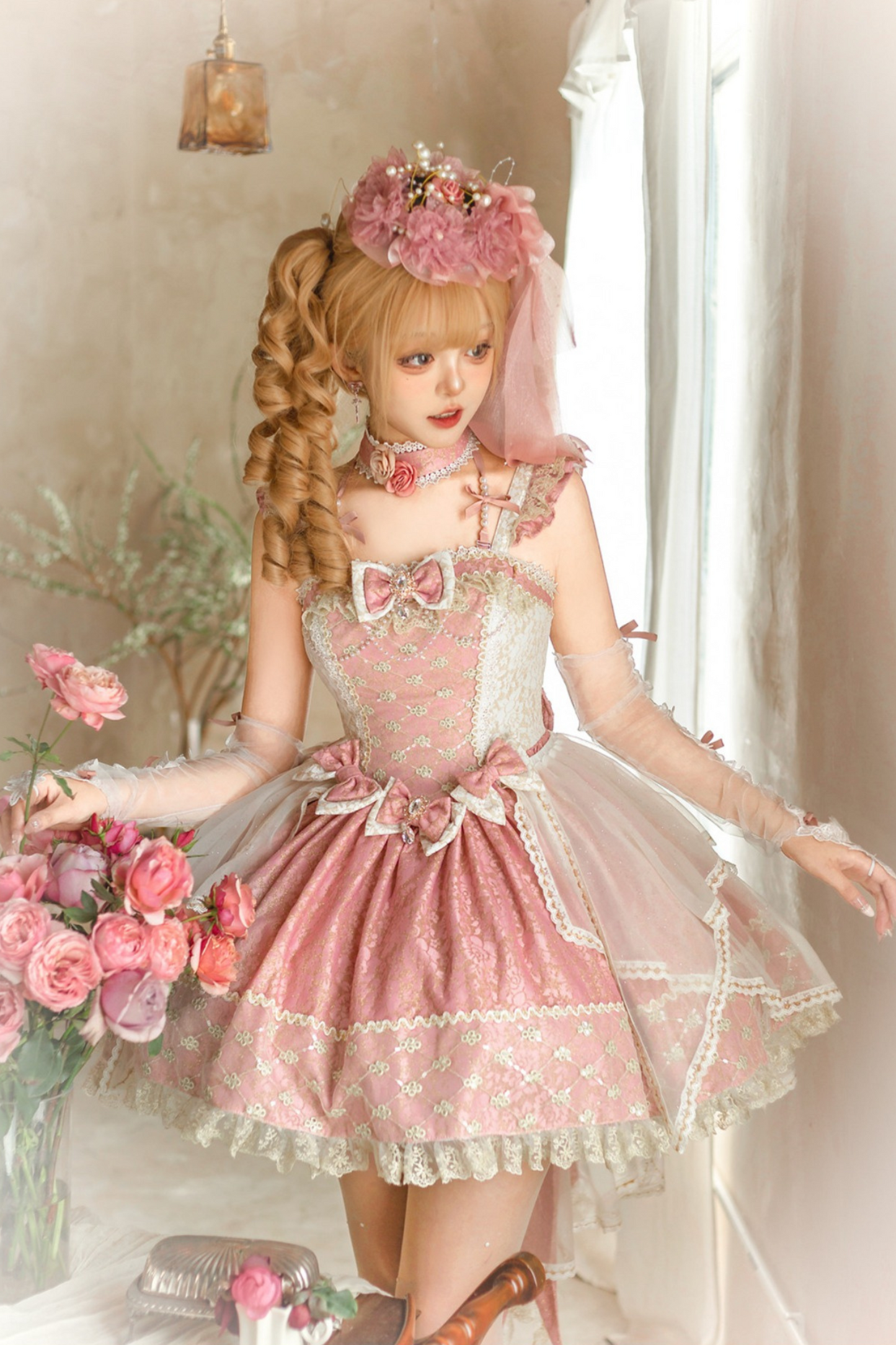 Anniversary Flower Fantasy Gorgeous Lolita Dress Full Set