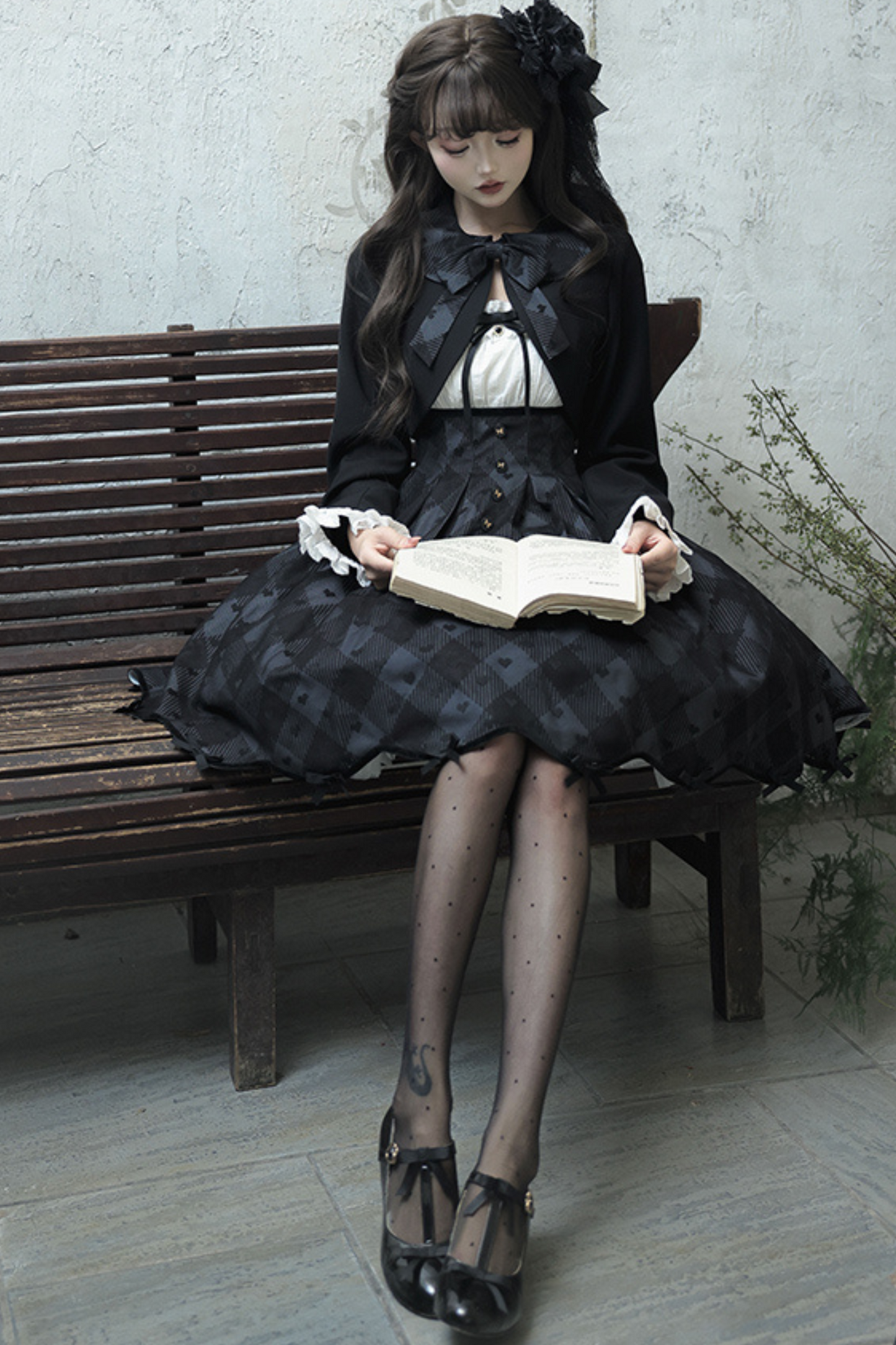 Silent Manner Dark Lolita Princess Jumperskirt + Ribbon Collar Ruffle Jacket