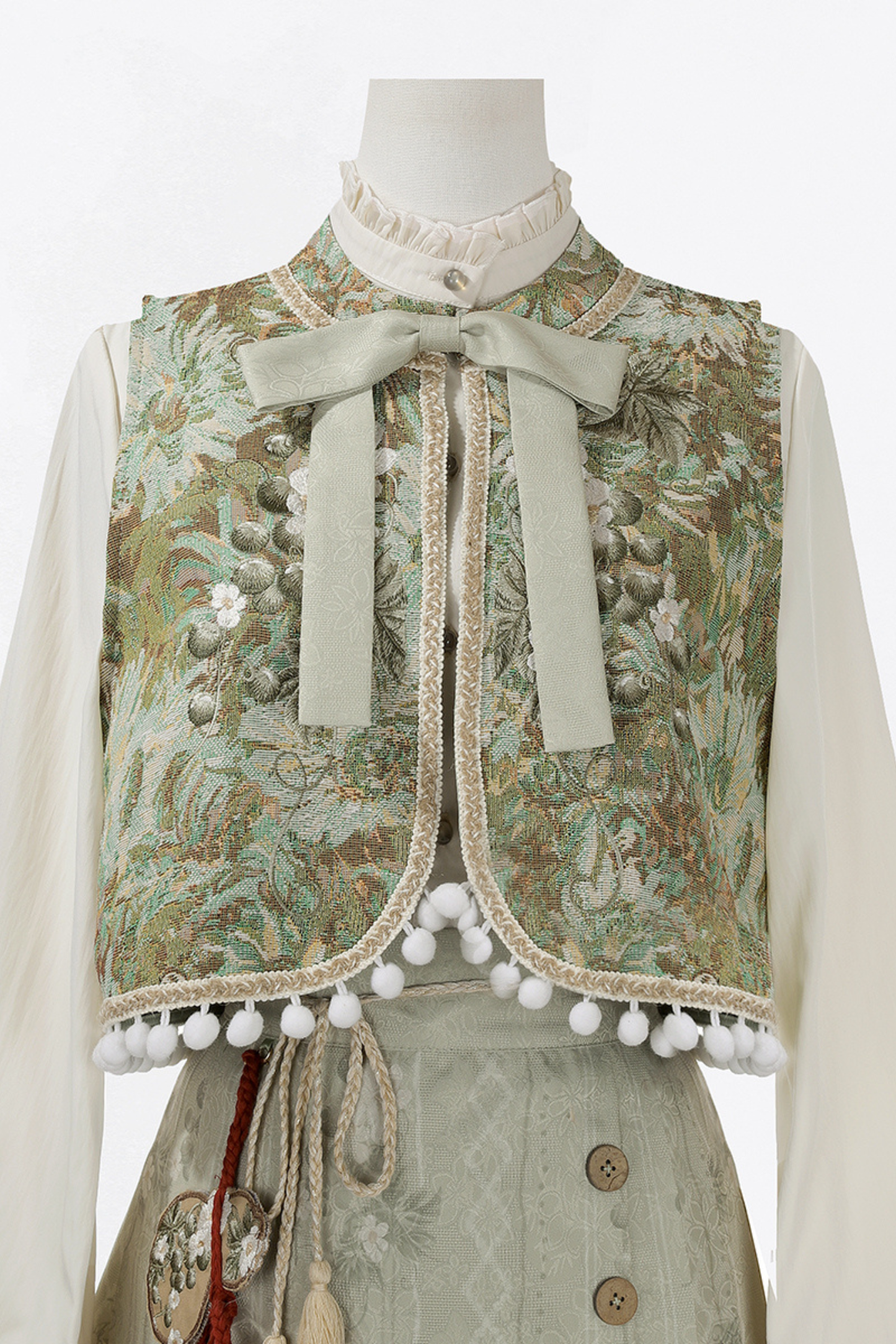 Forest China Vest + Blouse + Skirt