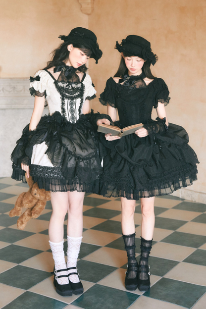 Moon River Lolita Puff Sleeve Top + Vest + Skirt