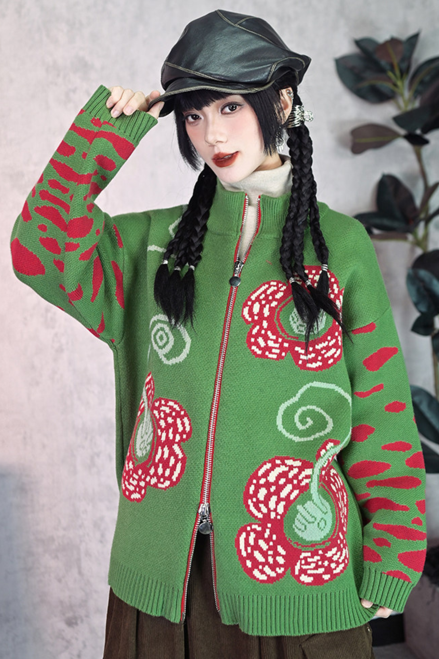 Rafflesia Flower Pop Zip Cardigan