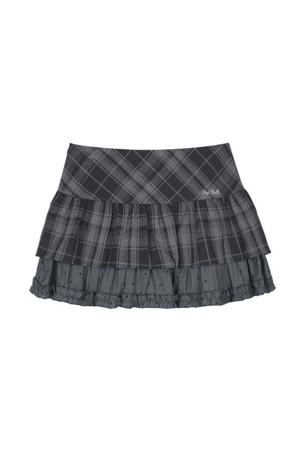 Cute Check Dot Cake Skirt with Inner Pants