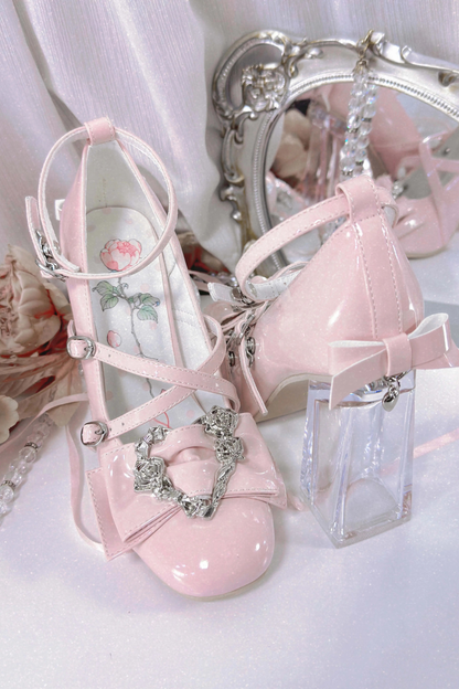 ラブバックルクリスタルヒールシューズ