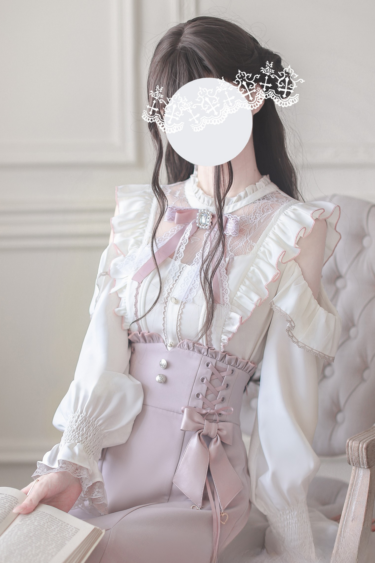 エレガントオフショルダーデザインシャツ+マーメイドスカート