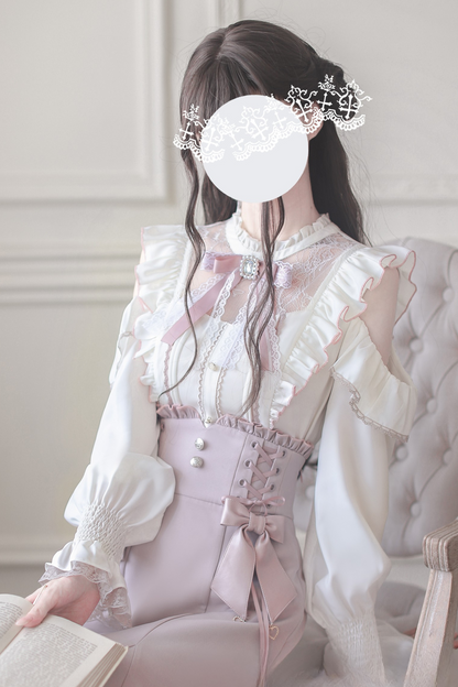 エレガントオフショルダーデザインシャツ+マーメイドスカート