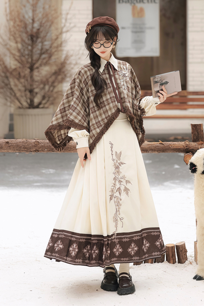 レトロチェックトップス＋スカート