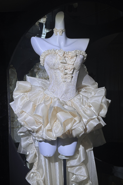 パーフェクトチューブトップ+フリルスカート+リボンテール+パニエ