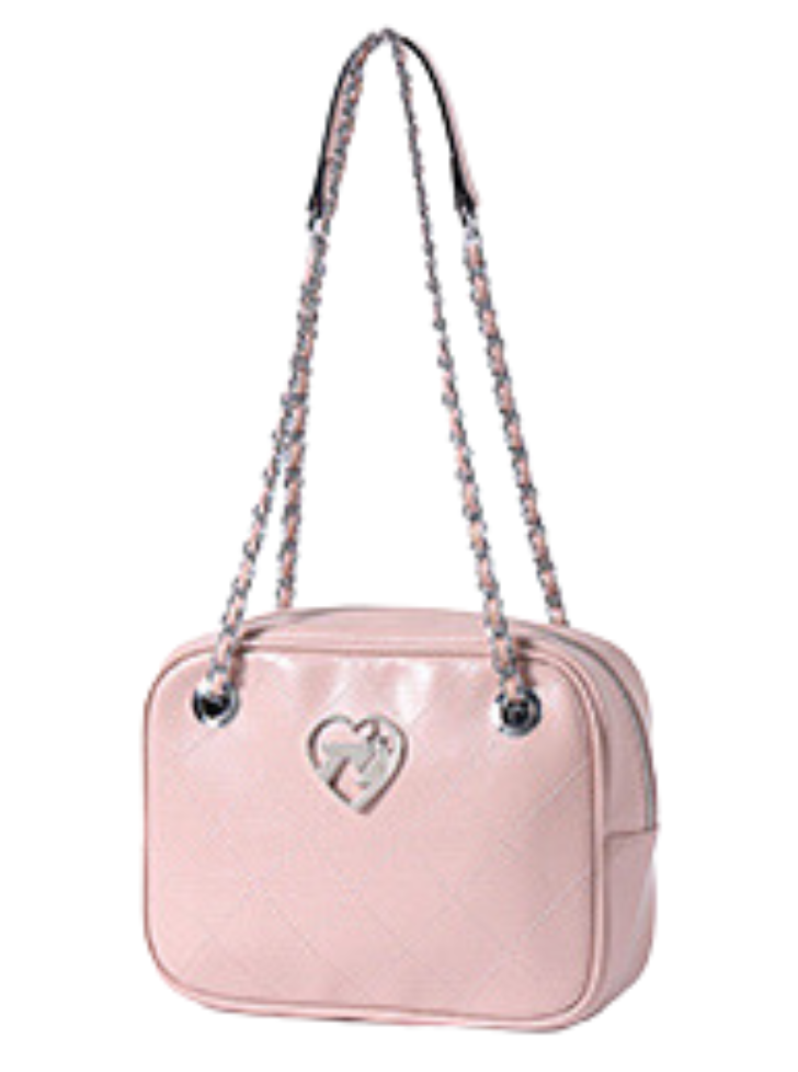 Korea taste metal heart chain leather bag