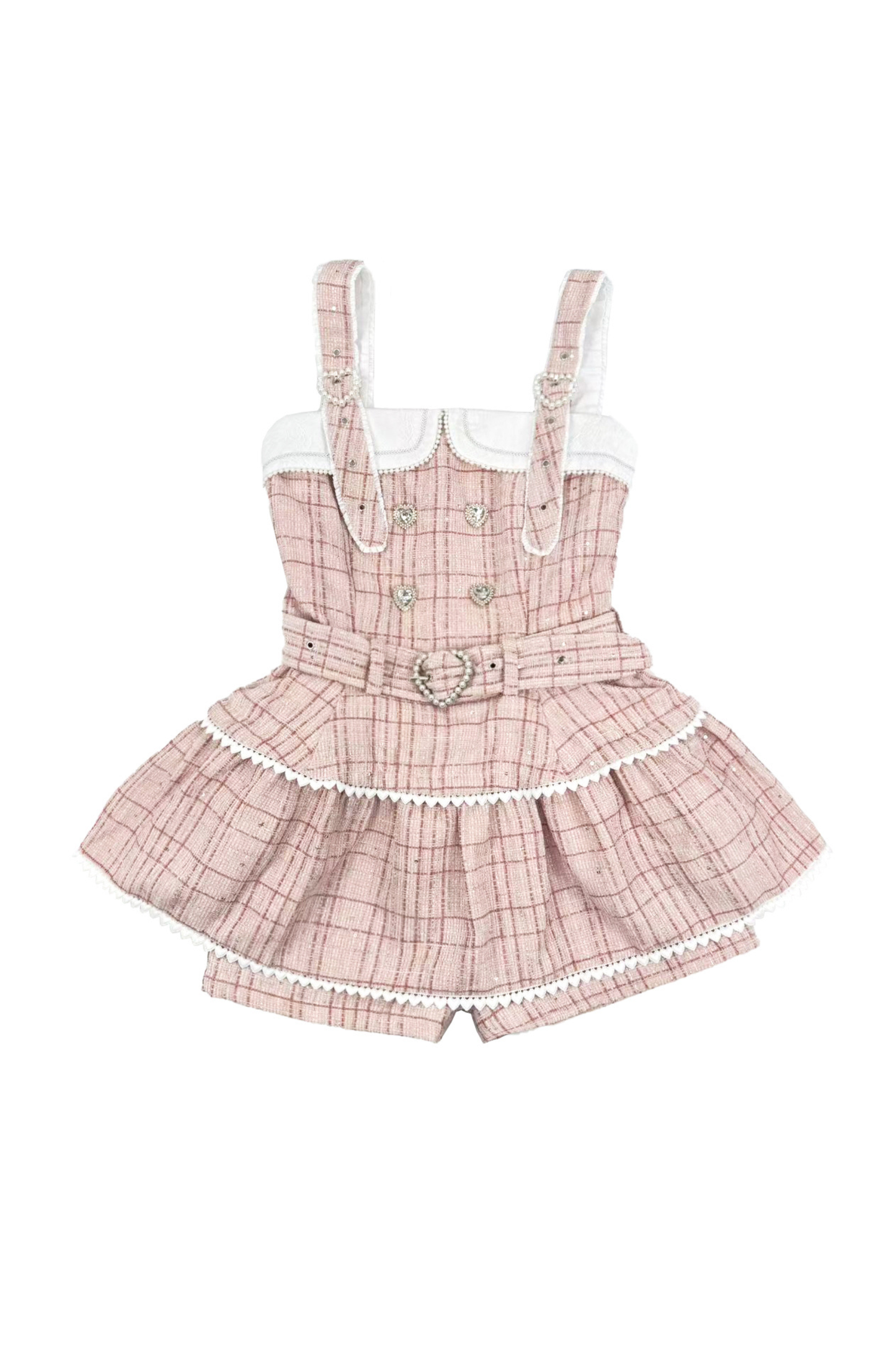 Check Design Suspender Skirt + Pants