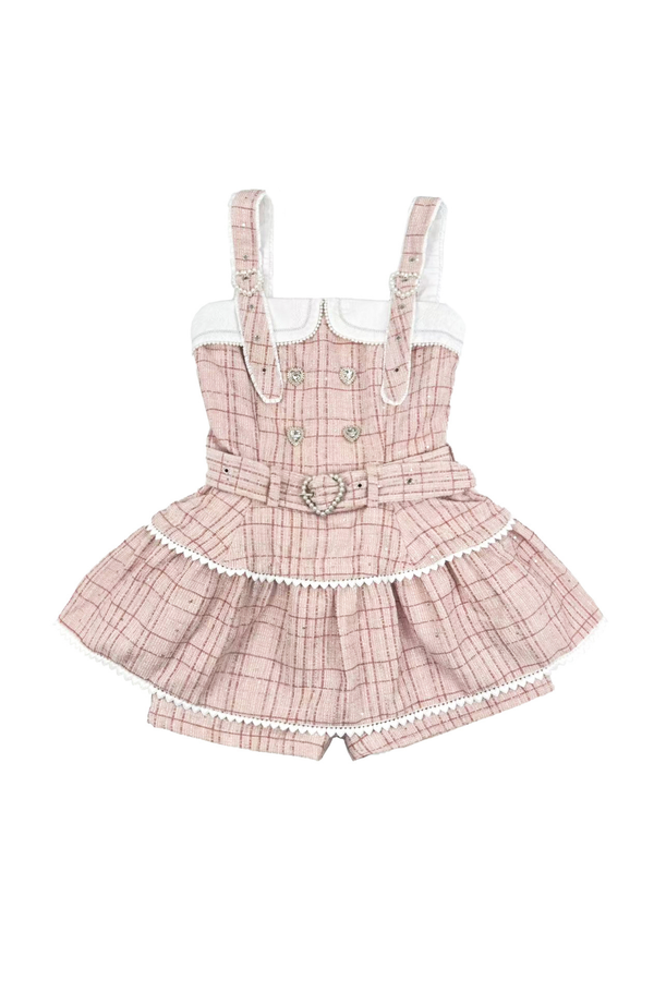 Check Design Suspender Skirt + Pants