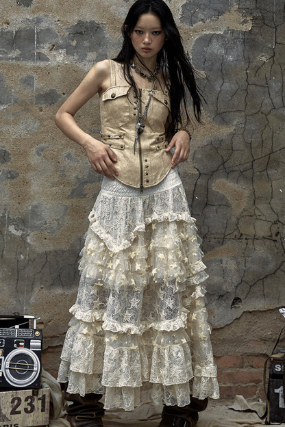 Romantischer Retro-Spitzenrock