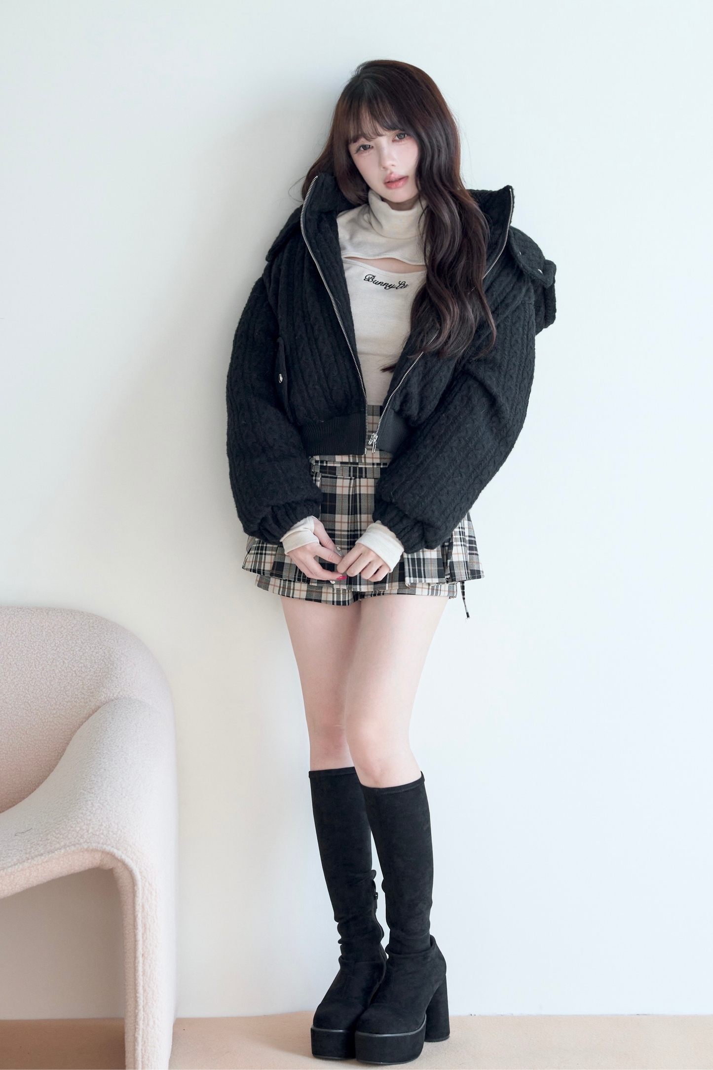 モードケーブルニットジャケット