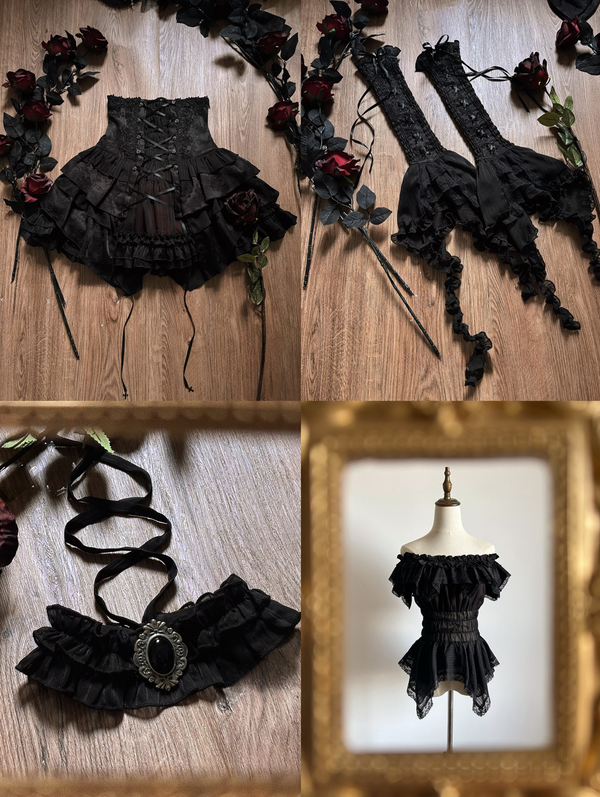 [Deadline for reservations: December 26th] witch's condition Gothic Lolita Off-Shoulder Top + Skirt + Full Set
