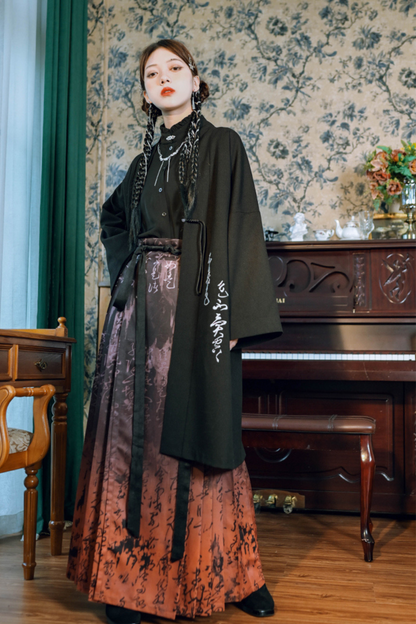 Metal button stand collar shirt