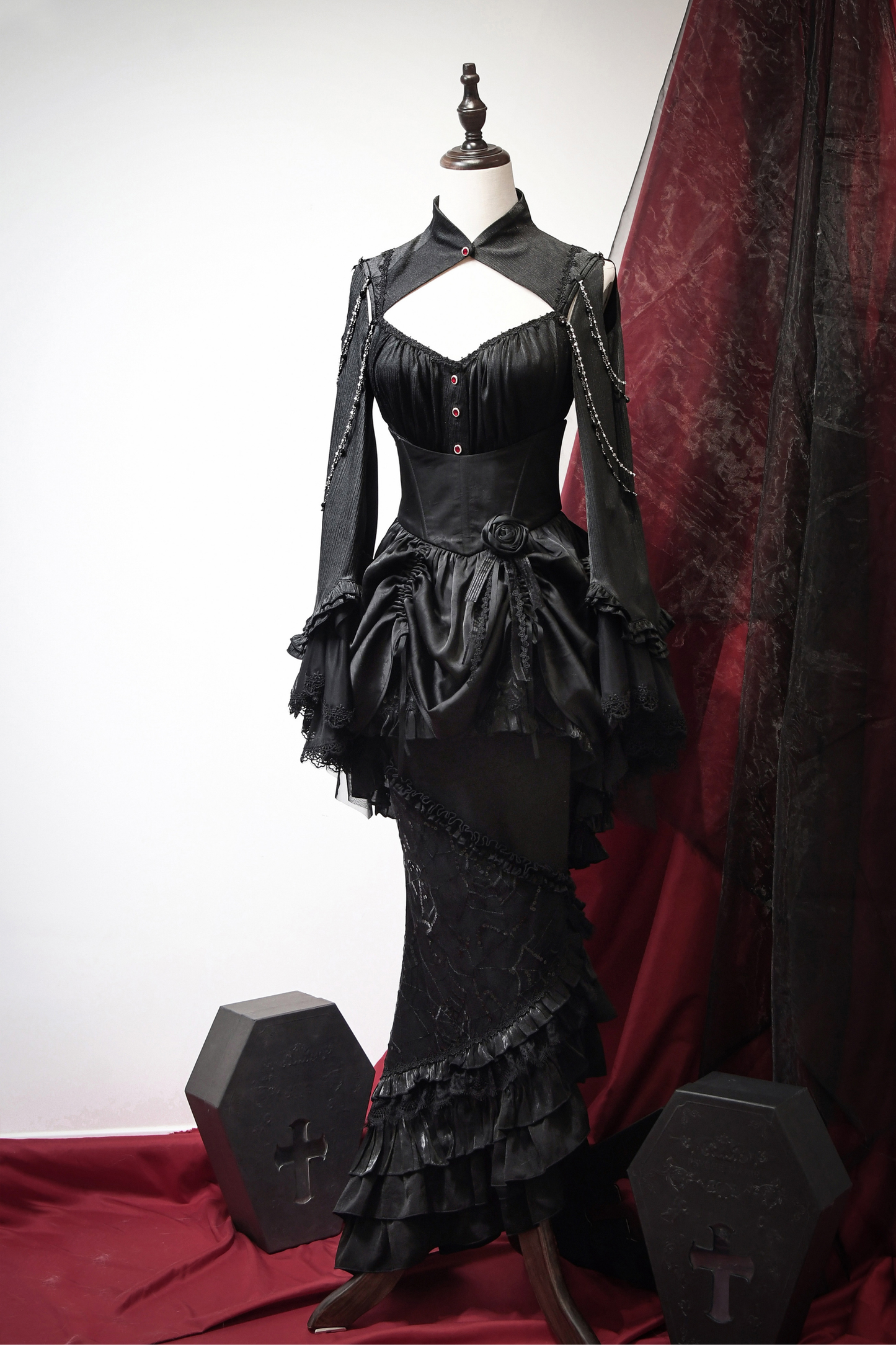 ダークフラワーゴシックロリータセットアップ