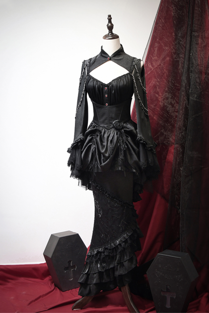 ダークフラワーゴシックロリータセットアップ