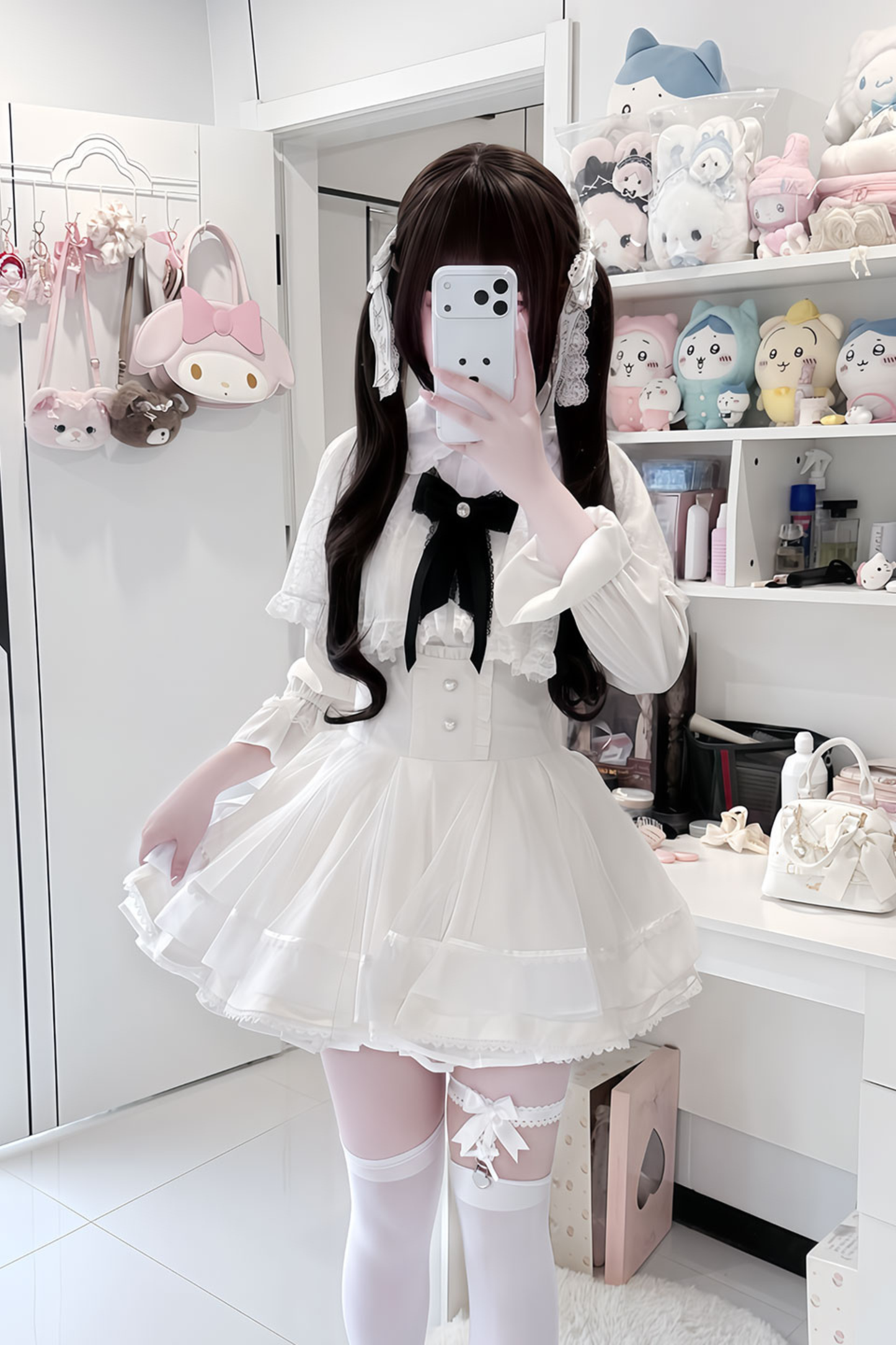 ファーフードマント+トップス+スカート