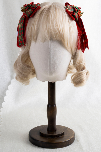 クリスマスレーススイートヘッドバンド+ハットクリップ+リボンクリップ