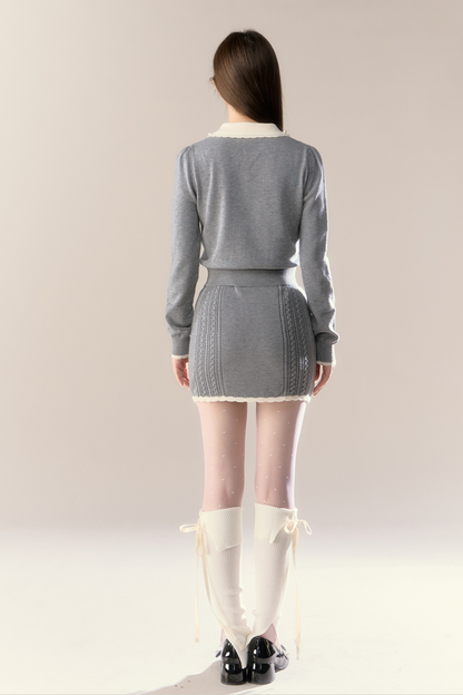 スイートアイランドドールカーディガン+タイトスカート