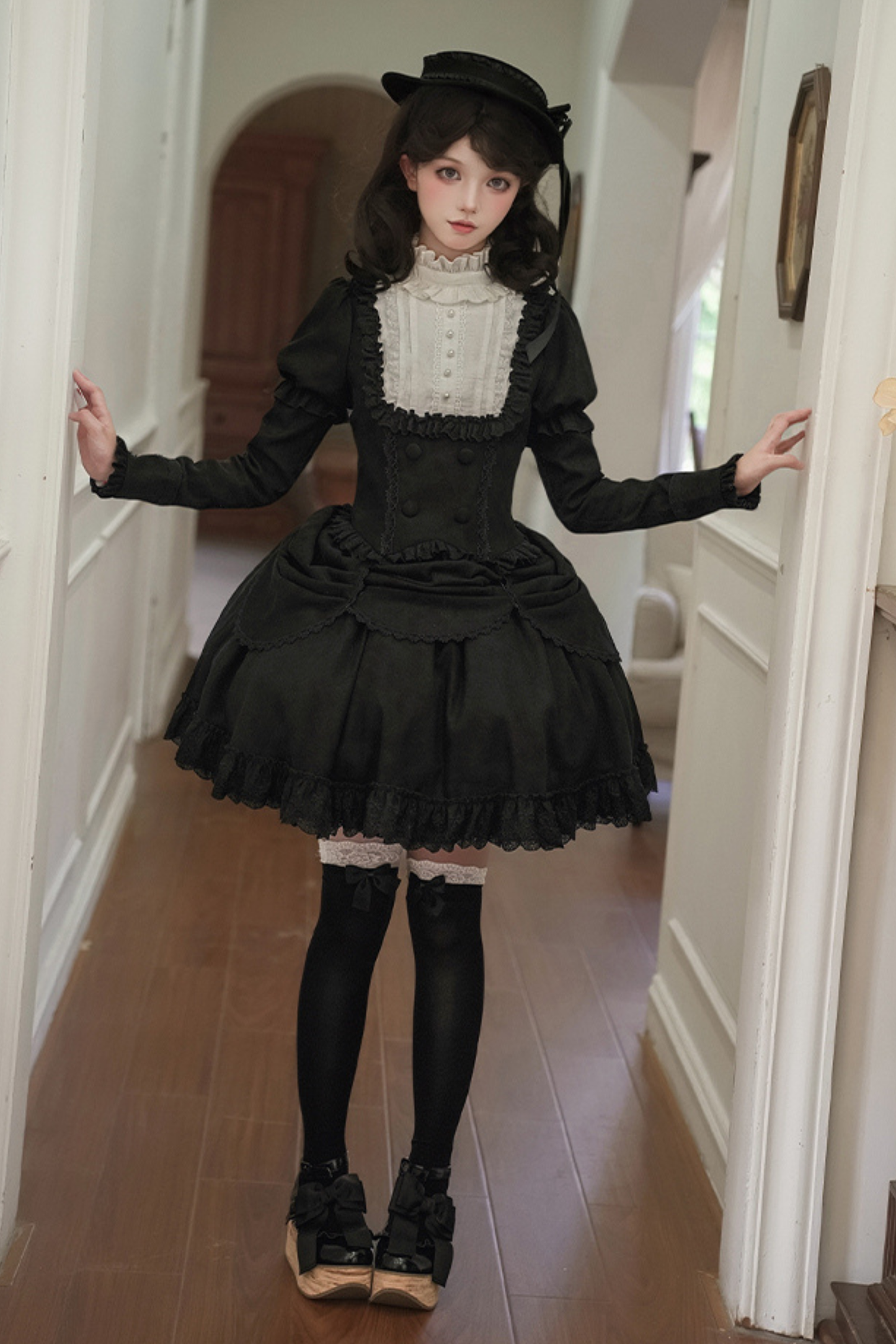 [Reservations] Classical Top + Curtain Skirt + Ribbon Collar + Hat