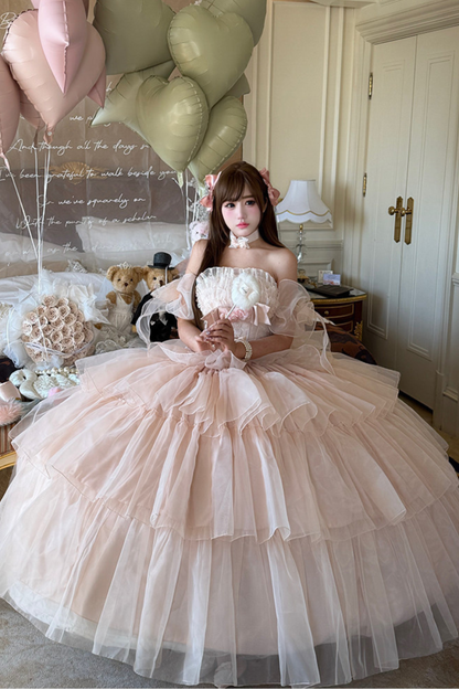 [Vorbestellung bis 30. März]Reines, süßes Hochzeitskleid + Ärmel + Schal